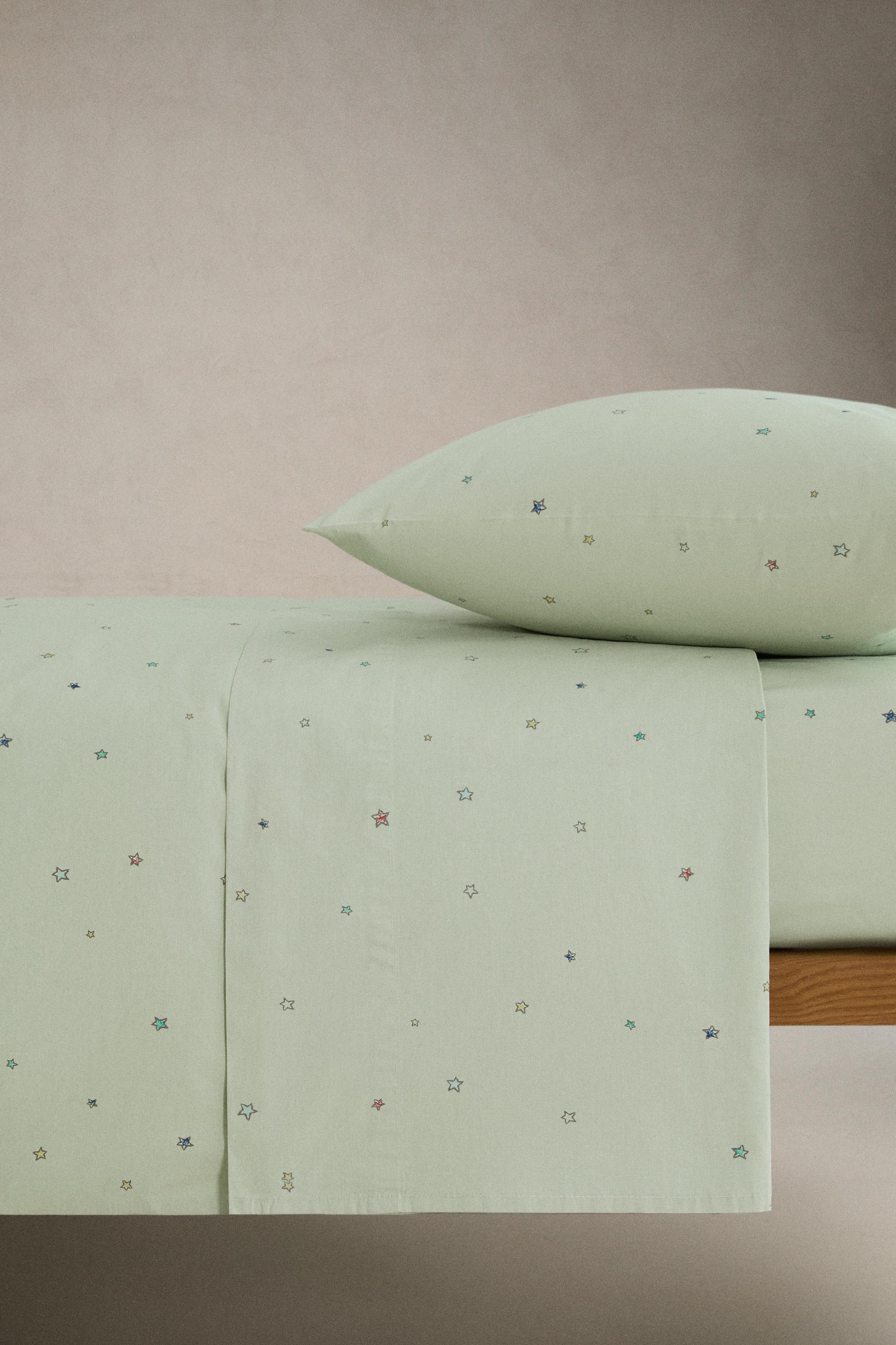 KIDS' COTTON STAR PRINT FITTED SHEET